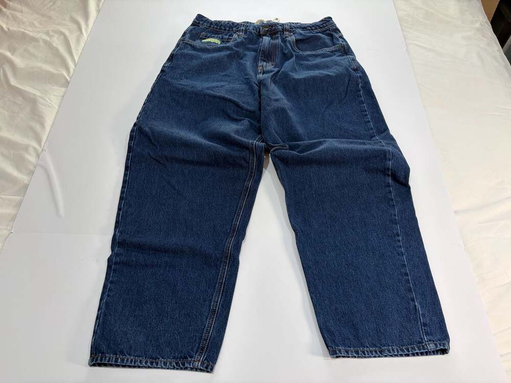 Empyre Loose Fit Skate Jeans Dark Blue Denim with Dog Embroidery Size 32
